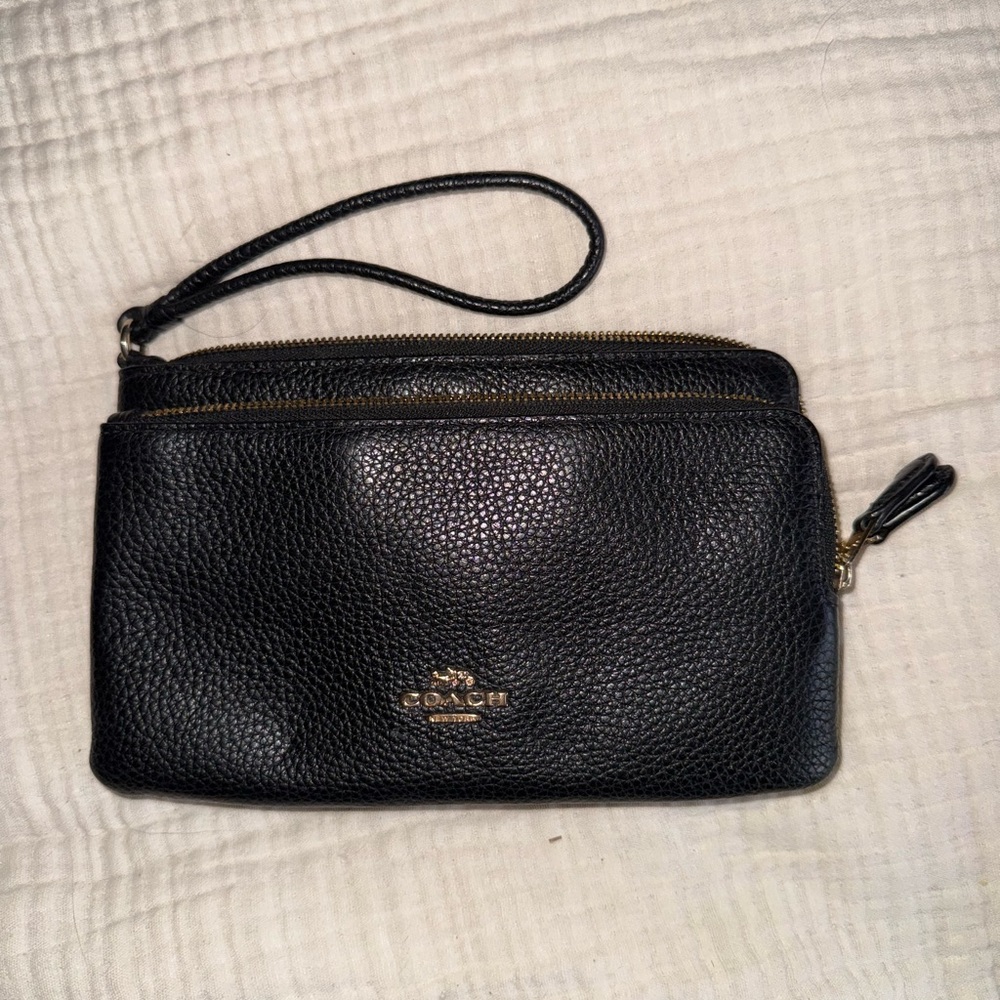 Coach Black Leather Wristlet